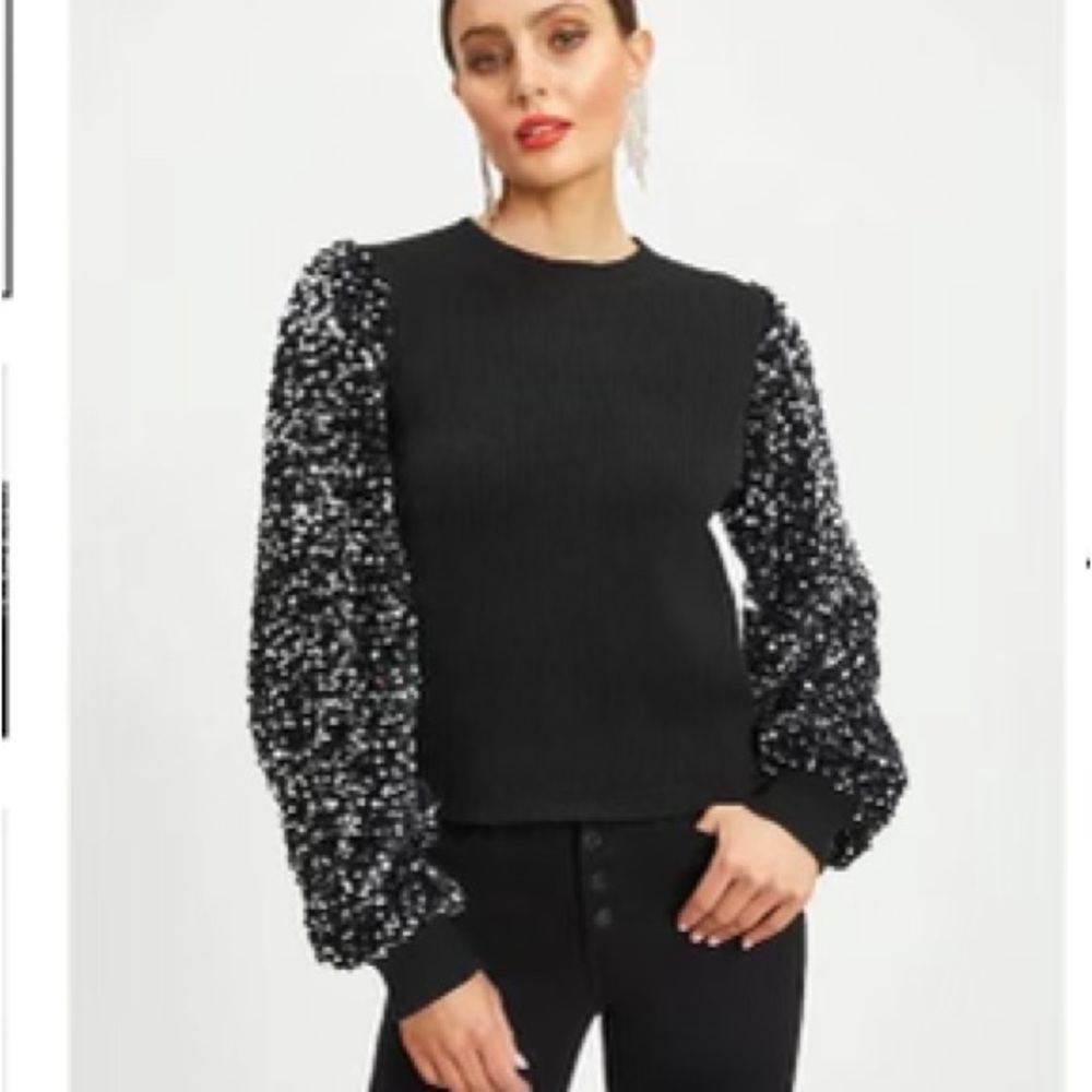 Joy To All Vici dolls Size M Black Sweater with Sequin Sleeves.Sold out online